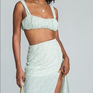 Green two piece dress long